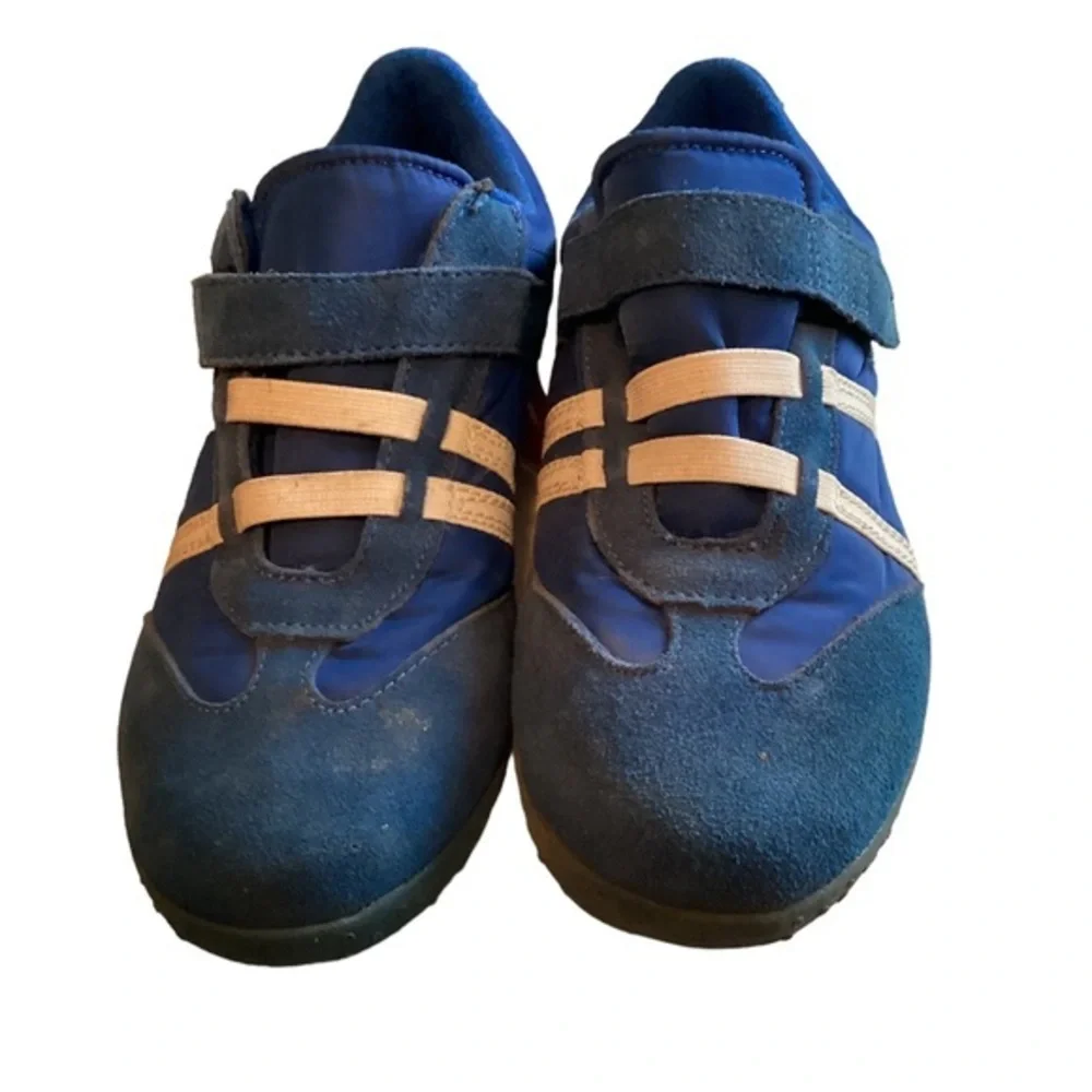 Blue Suede Leather White Embellishment AJ Valenci Tennis Shoes Sneakers Sz 8.5